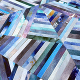 LINEA 010 Blue Lines Intersection Delicate Tile Art by Mari Orr || www.mariorr.com