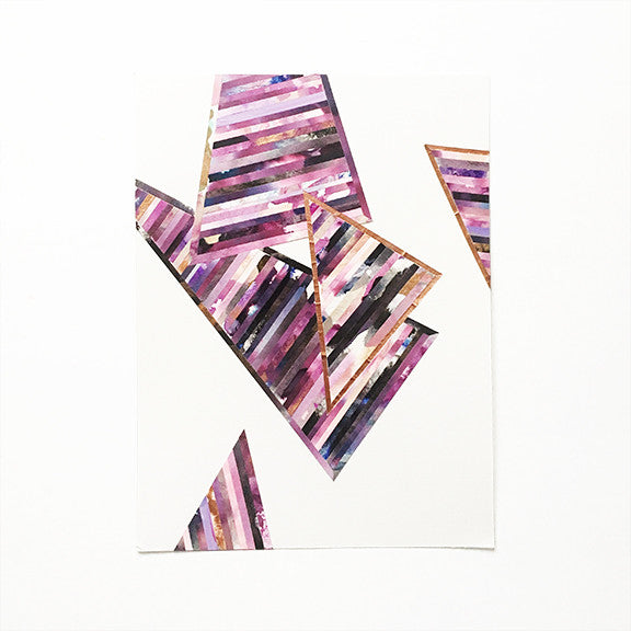 LINEA 018 Original Painted Purple Paper Collage Art by Mari Orr